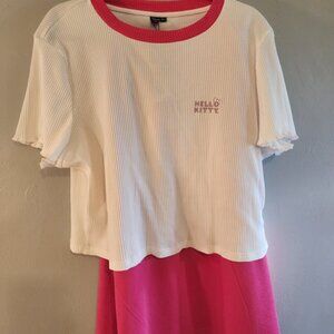 2 Piece Hot Pink And White Hello Kitty Set.